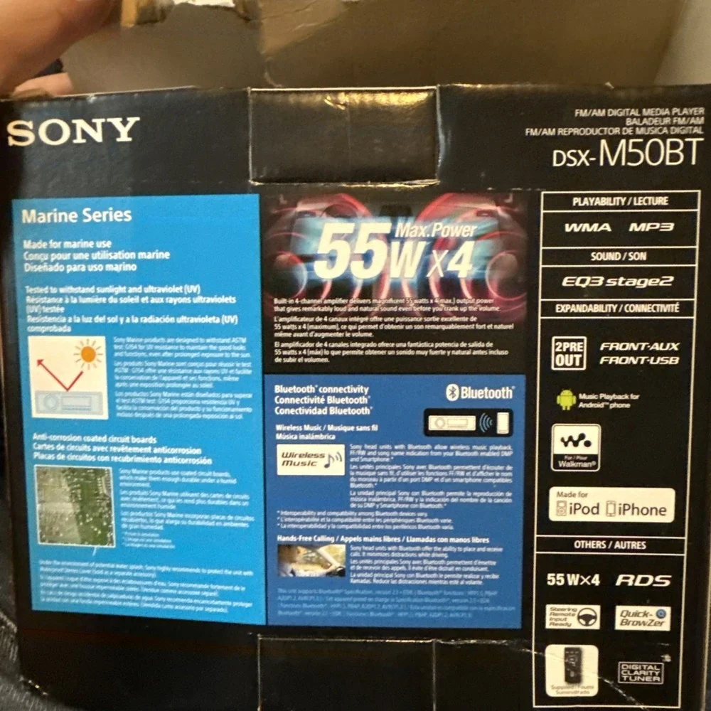 Sony Marine Boat Radio DSX-M50BT Marine Series Open BOX + XS-MP1621 Speakers New